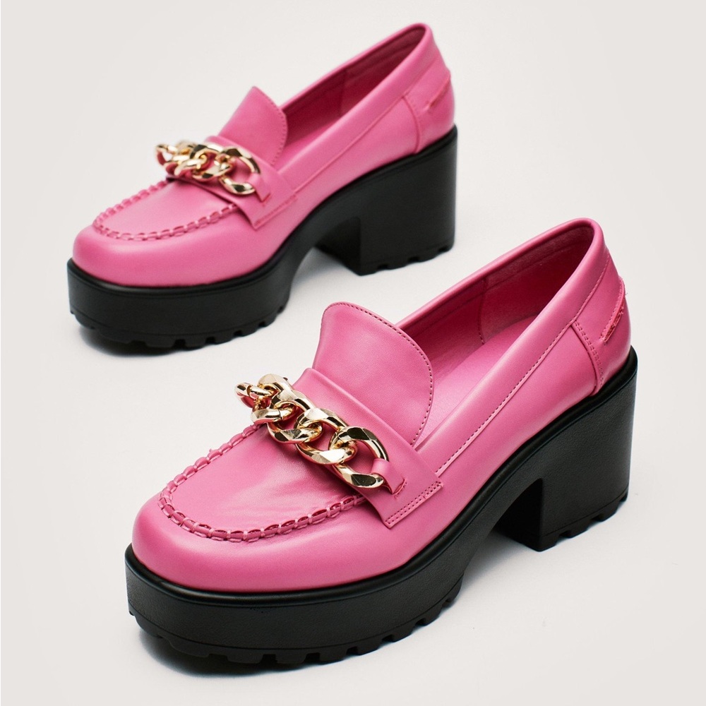 Nasty Gal hot pink platform loafers